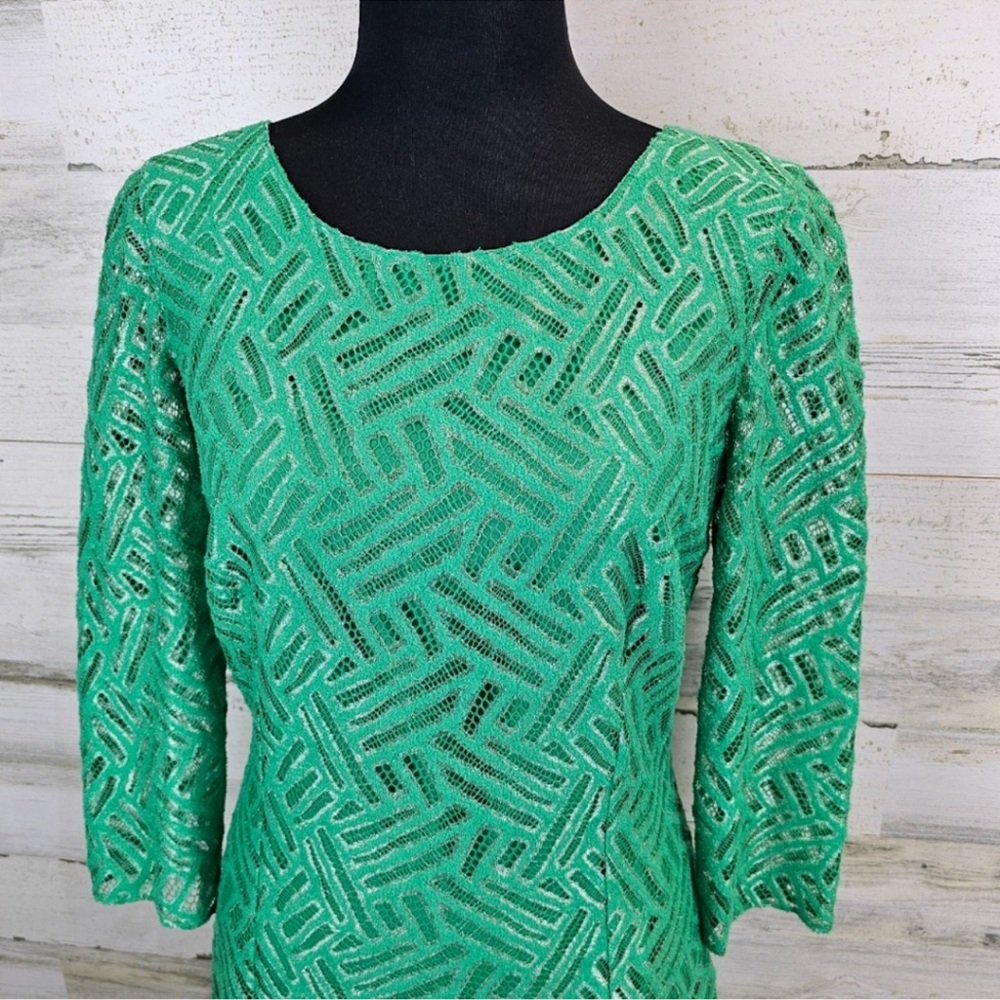Lilly Pulitzer Camellia Fern Green Bamboo Geo Lace Spring Dress Sz 6 Kelly Green - Picture 4 of 6